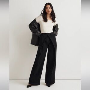 NWT Madewell Extrawide-Leg Trouser Jeans in Wilkes Wash: Pleat Edition 25 Black